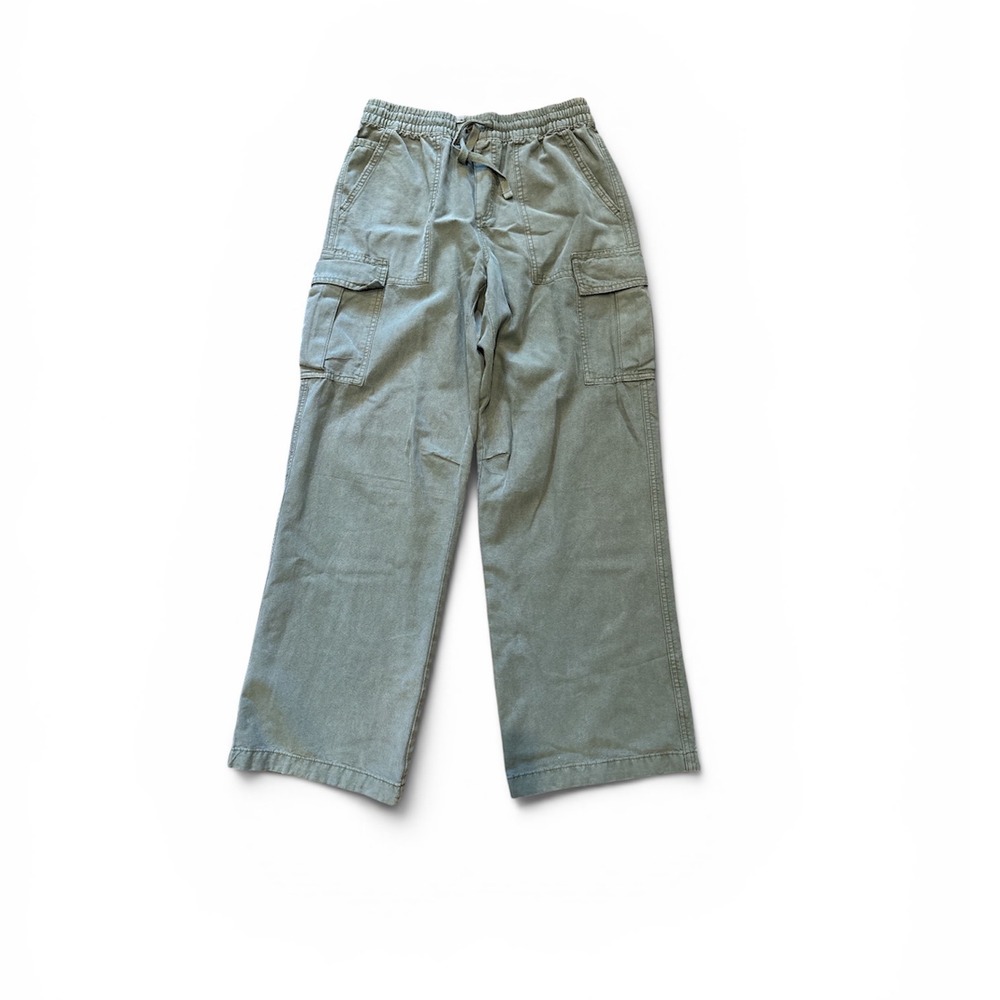 Aerie women's high waisted wide leg army green khaki cargo pants small